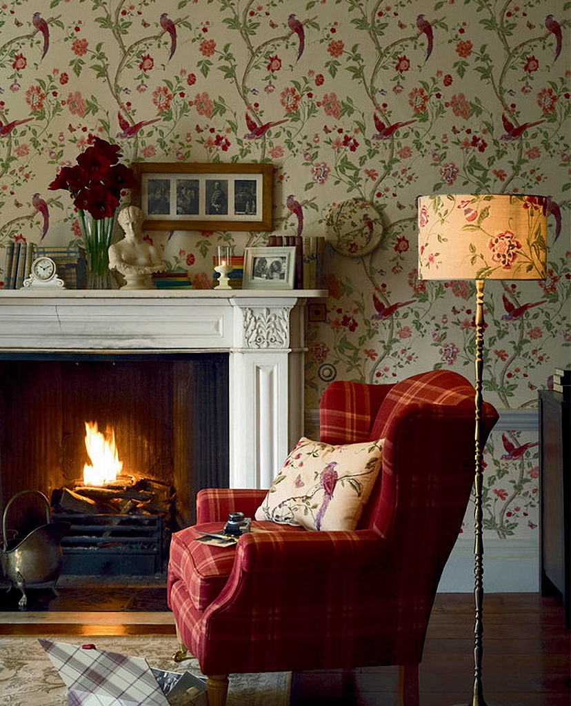 cozy red and cream living room