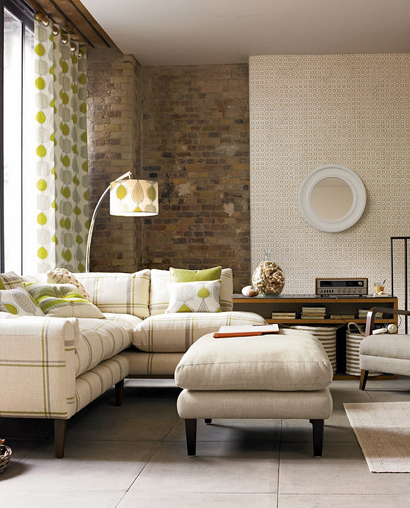 neutral family room with sectional sofa
