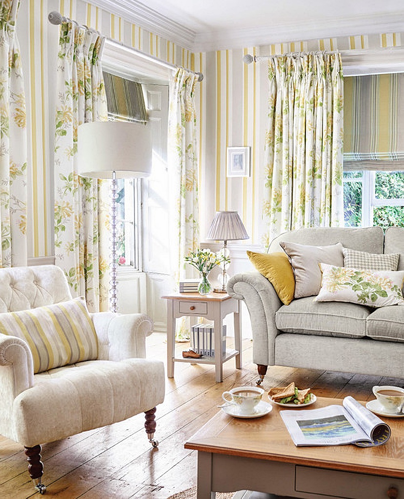 yellow and cream living room