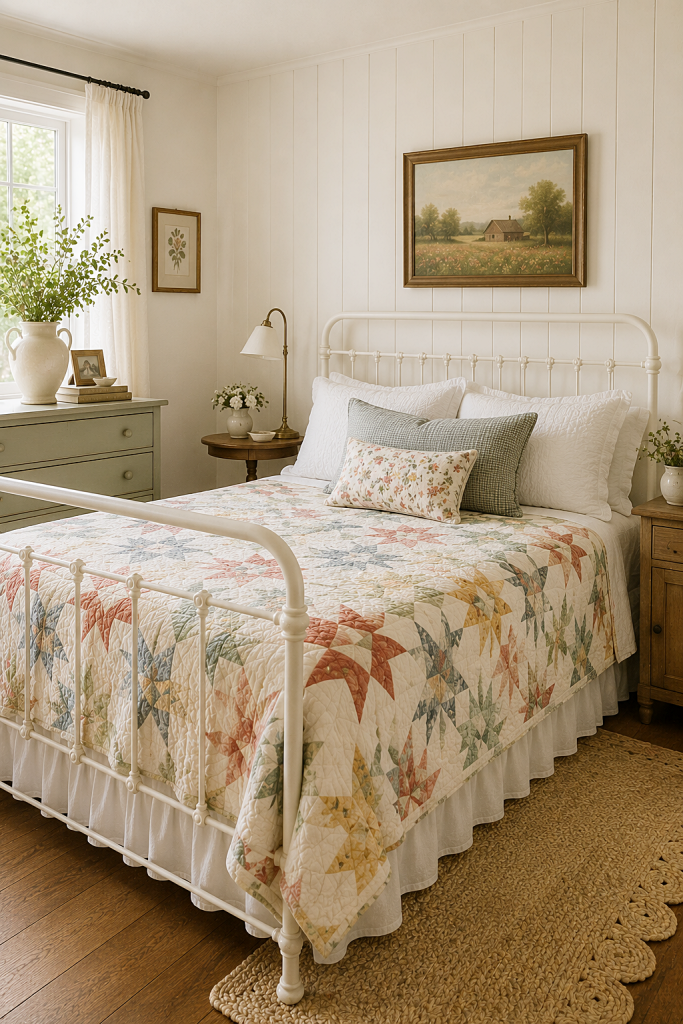 quilt decorating in a bedroom