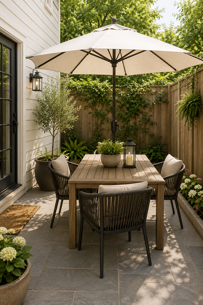 small patio with dining set