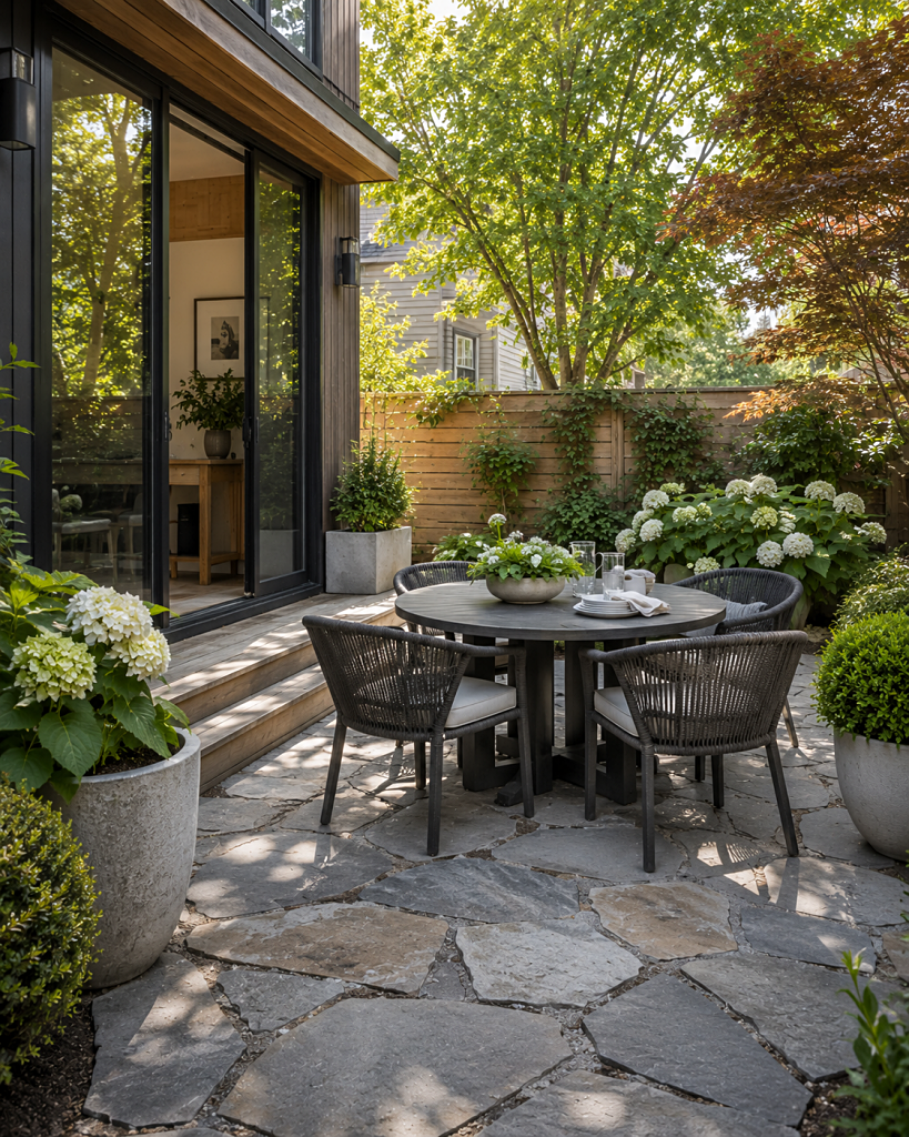 small patio with dining set