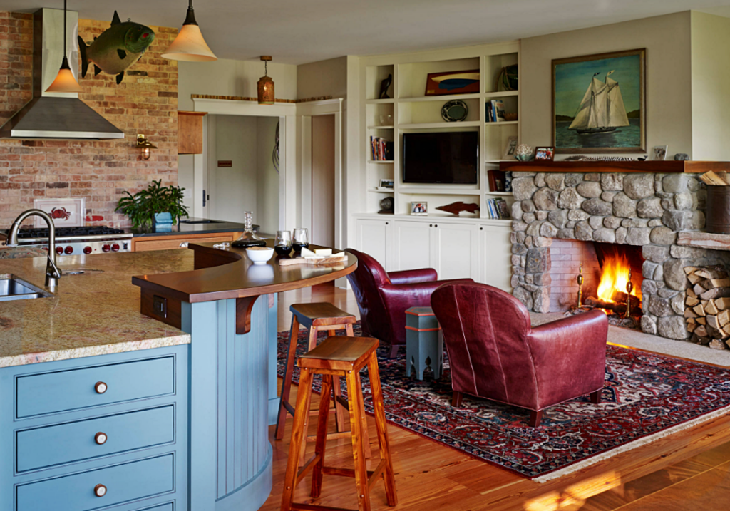 Maine home living room in Portland