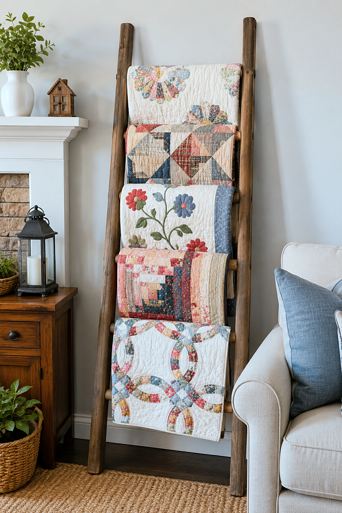 vintage quilts - collectibles on display