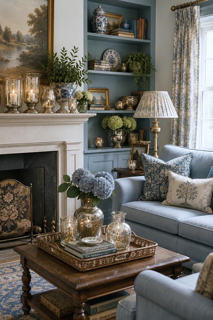 mercury glass in English style living room