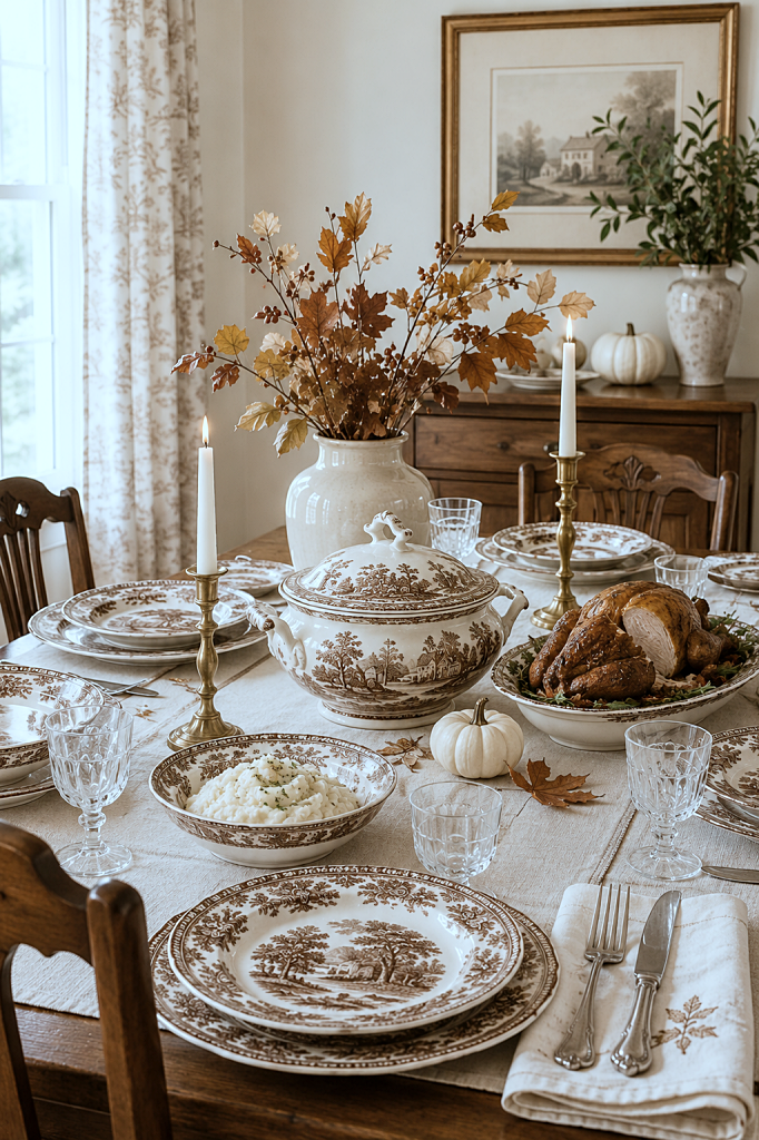 brown transferware