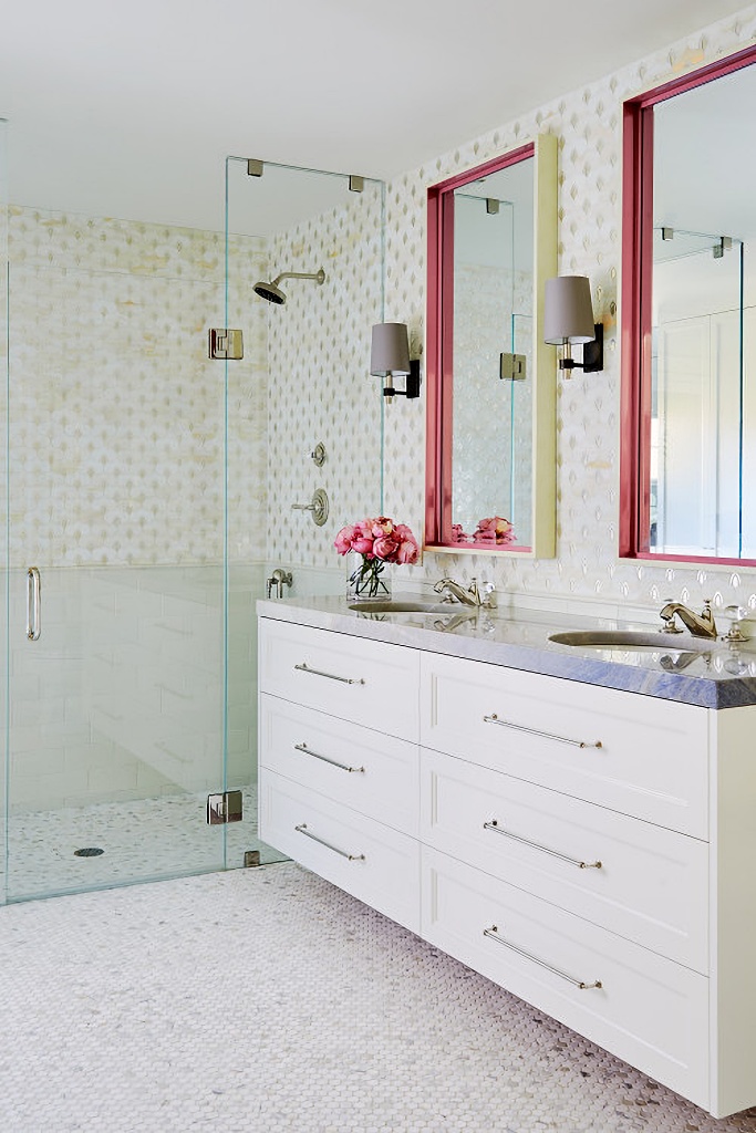 gold and pink bathroom