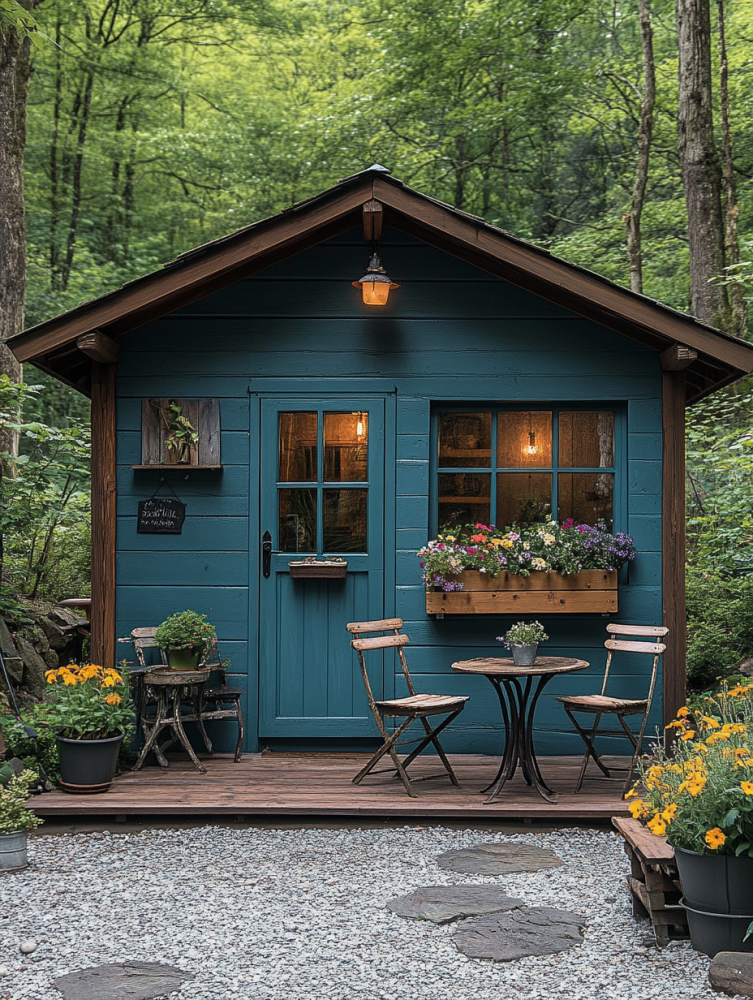 blue garden shed