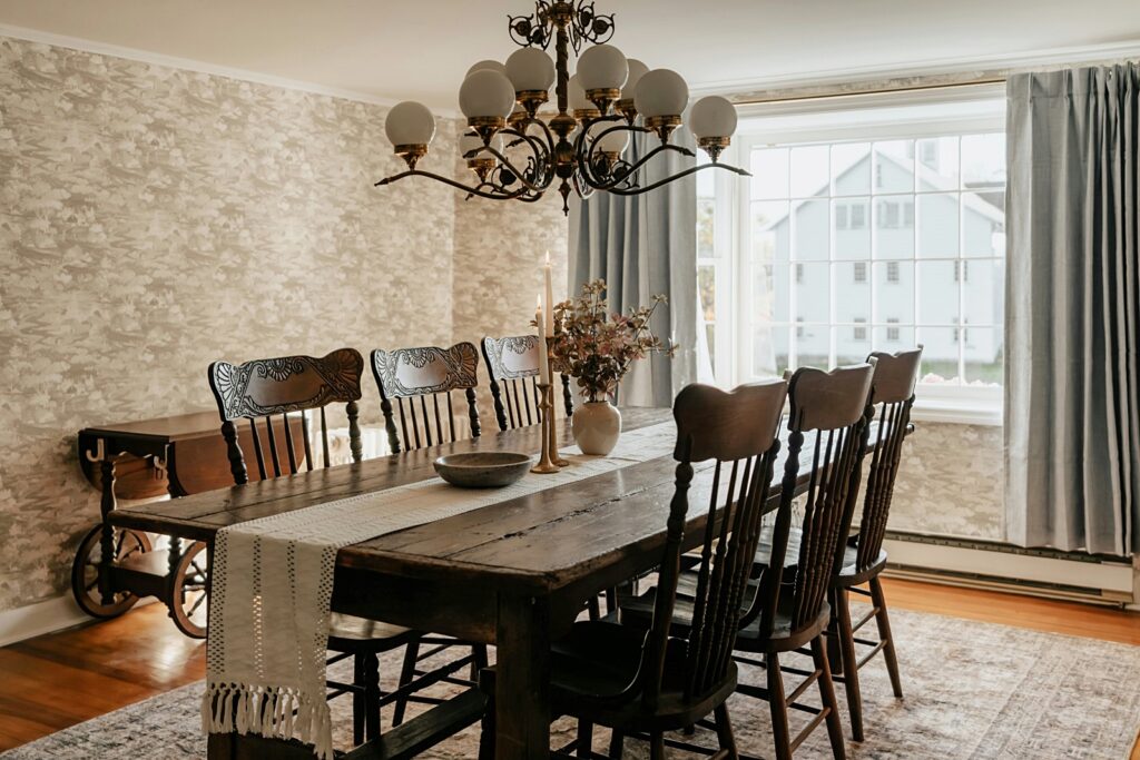 rustic yet refined dining room  