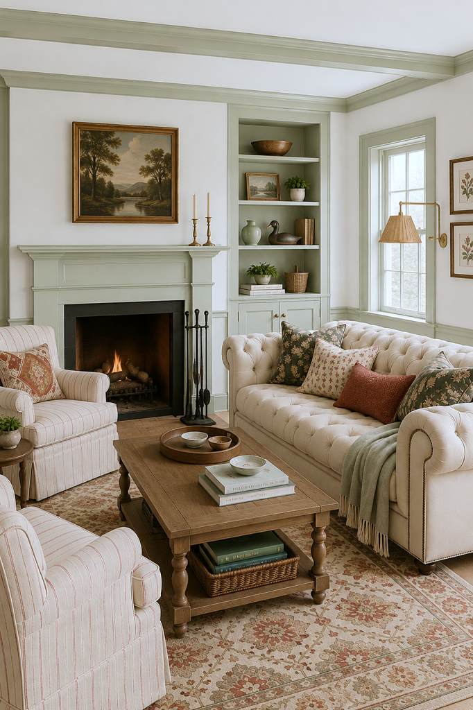 Chesterfield sofa in traditional living room