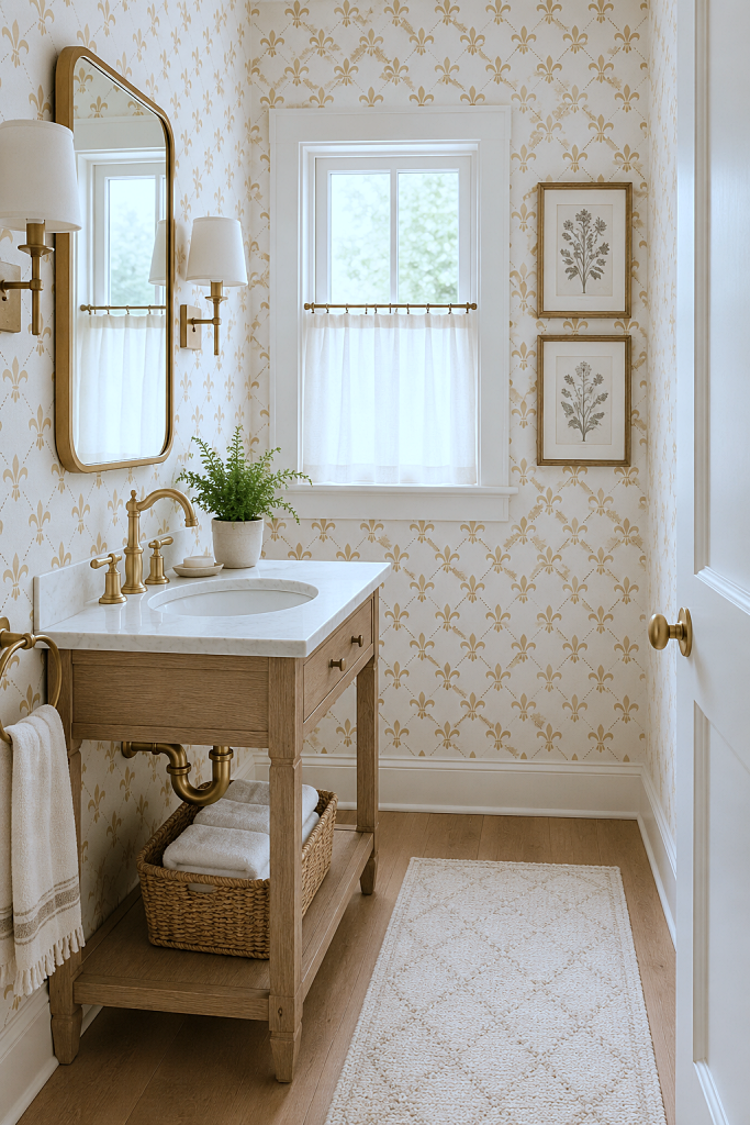 country cottage decorating ideas - powder room