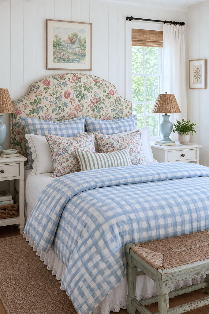 country style bedroom with classic patterns