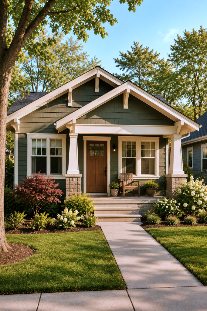 green Craftsman bungalow