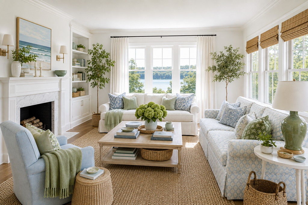 light and airy coastal style living room