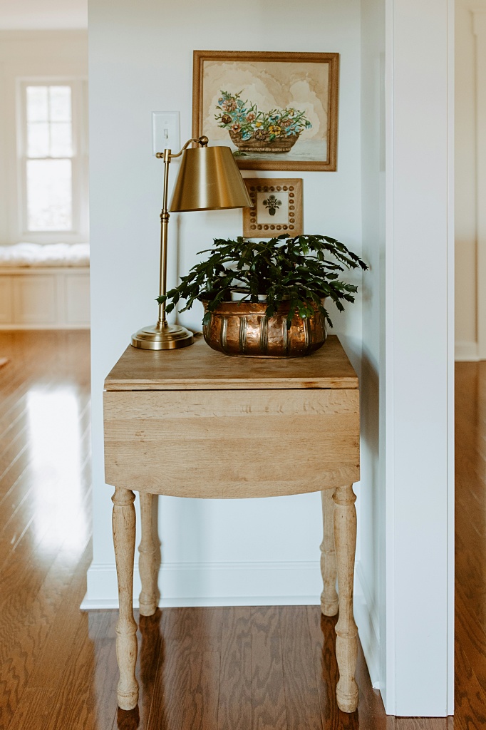 botanical wall art in entryway