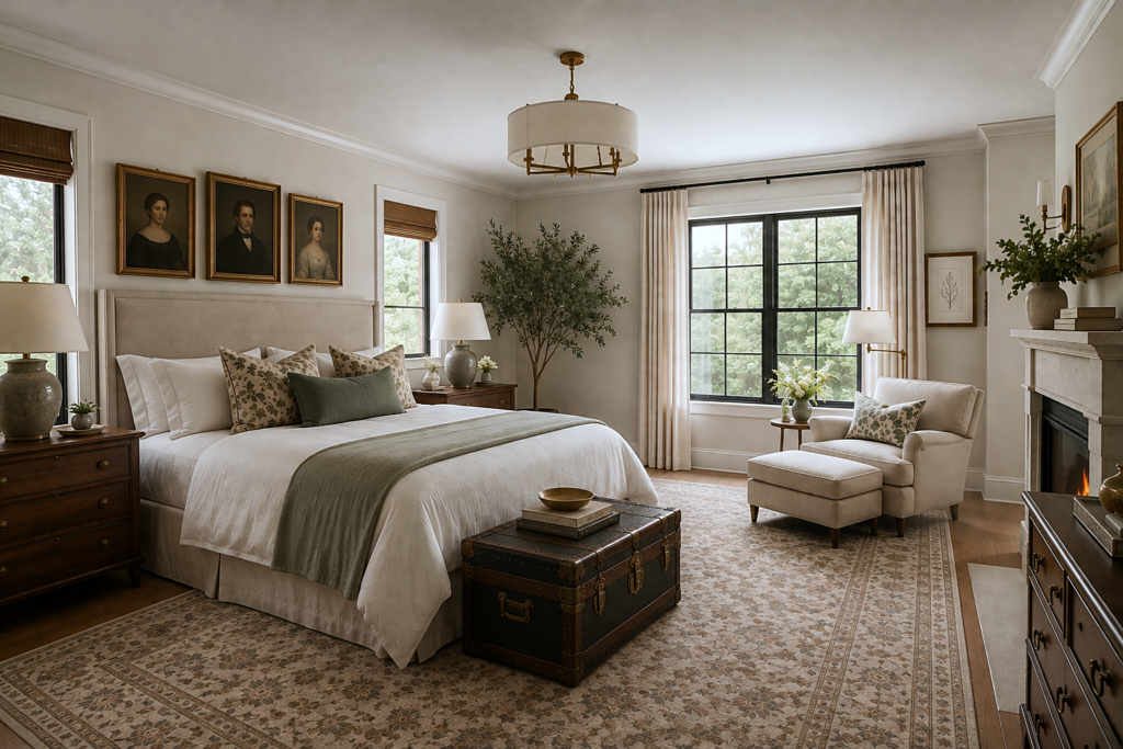 cozy and warm sage bedroom