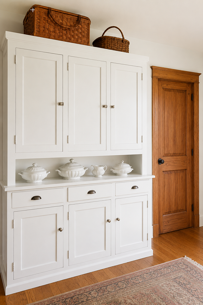 beautiful built-in hutch in farmhouse kitchen
