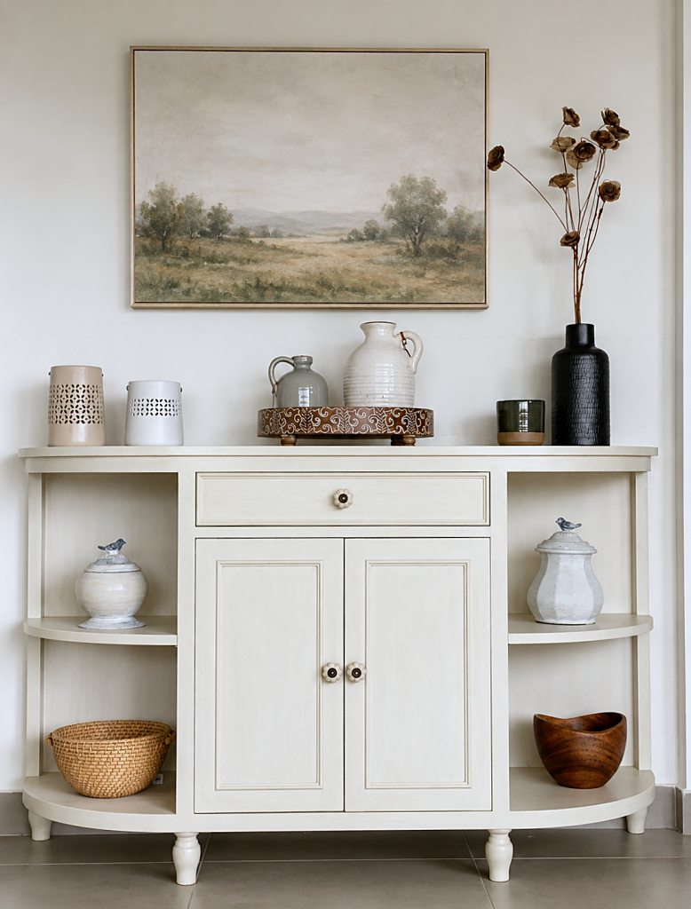 vintage cabinet in living room