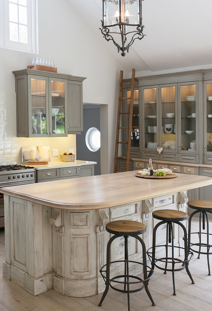 French country kitchen with ornate island
