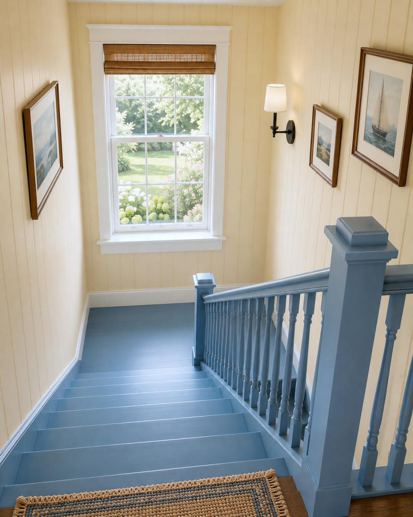 coastal stairway painted in beautiful blue