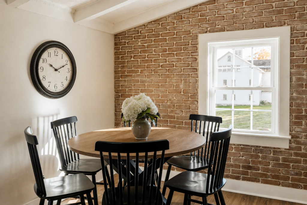 schoolhouse clock in farmhouse dining room