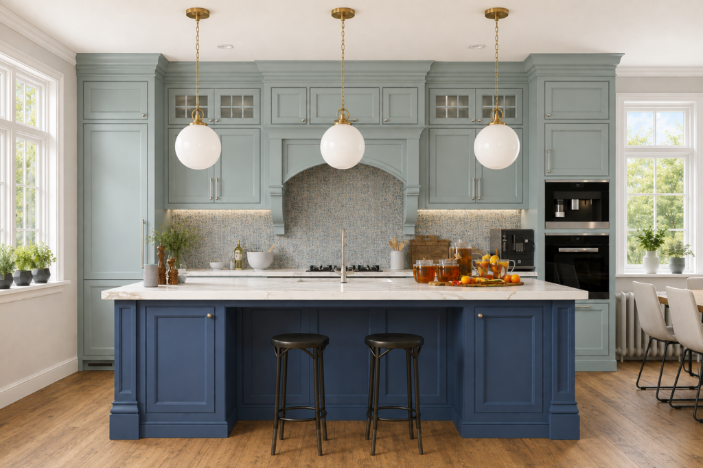 traditional kitchen in shades of blue
