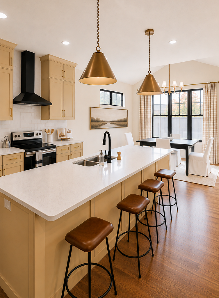 golden yellow kitchen cabinets - colorful kitchen color ideas