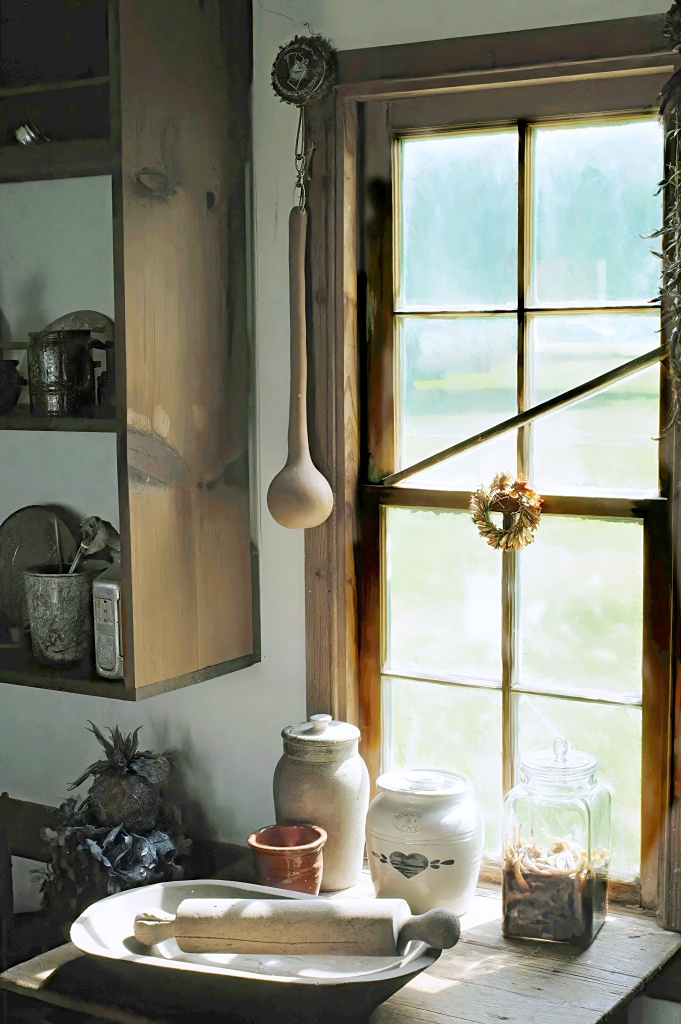 primitive farmhouse kitchen window