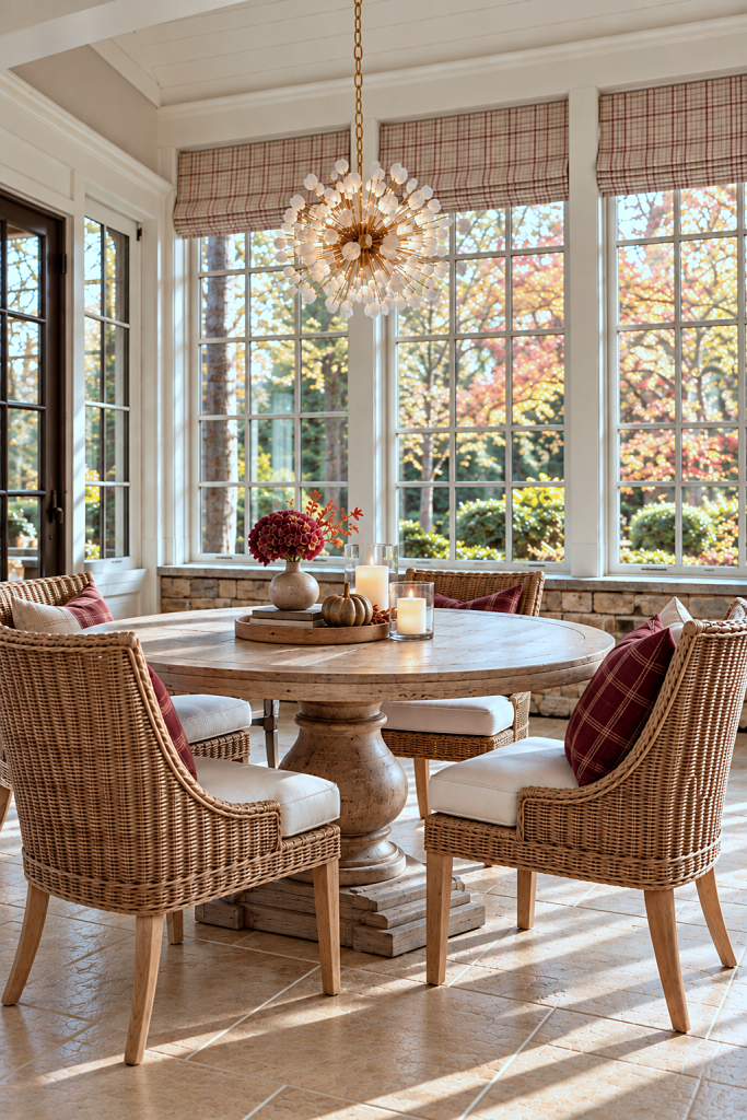 cozy dining room in a sun room