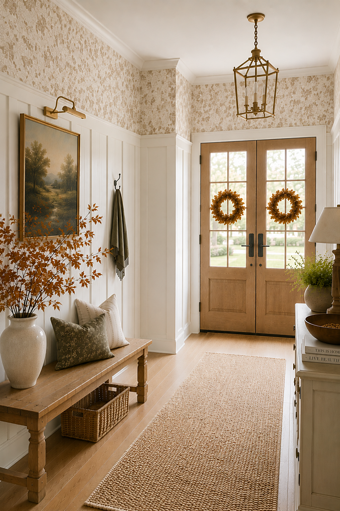light and airy farmhouse entryway