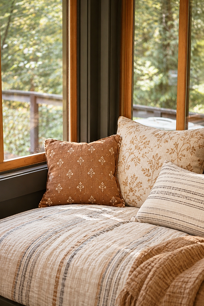 earthy window nook in cottagecore style