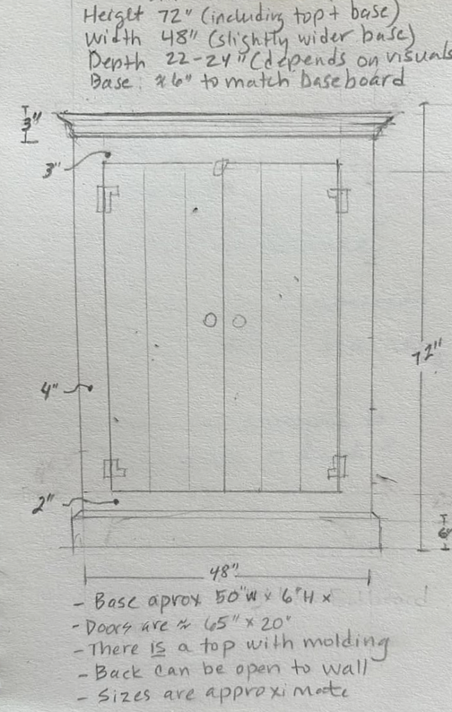 farmhouse cabinet sketch
