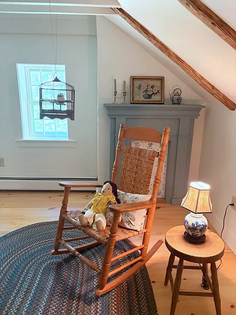rocking chair in farmhouse bedroom