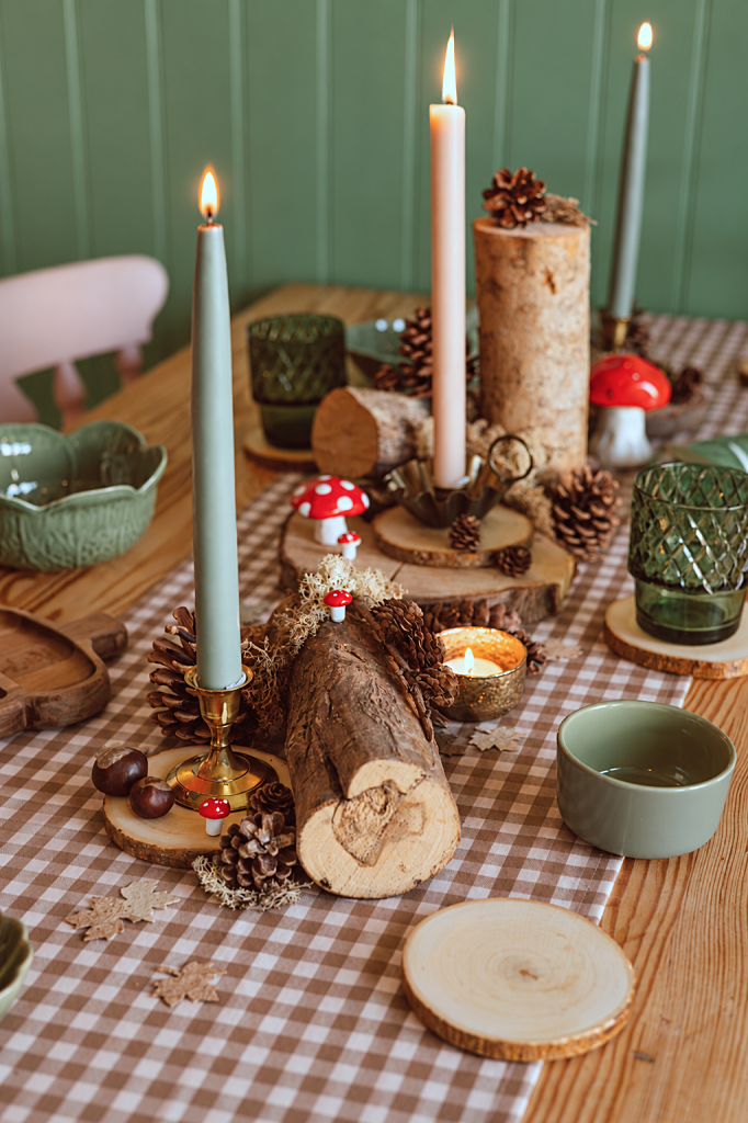 fall table setting with candles