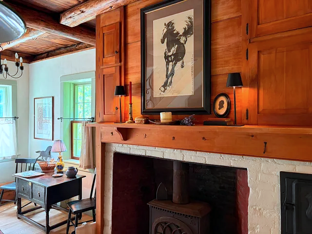 hearth with wood overmantel in old home