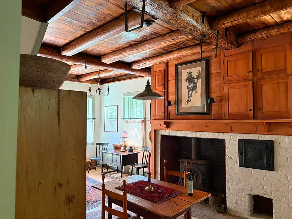 hearth with wood overmantel in old home
