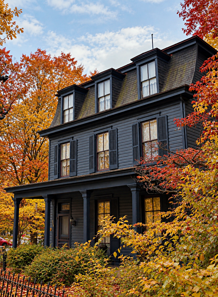 dark and moody New England home in autumn