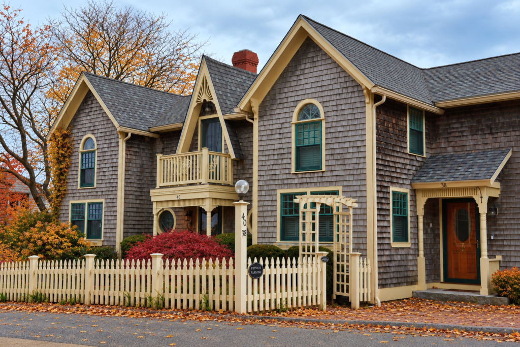 New England homes in the fall season