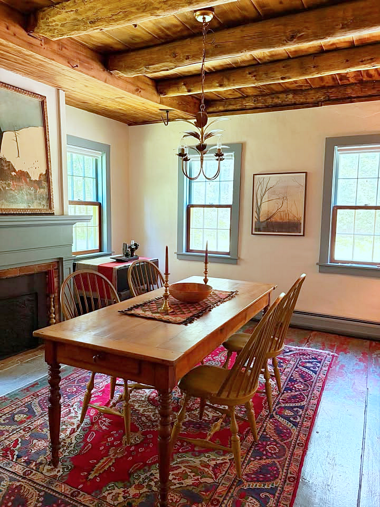 dining room with fireplace in circa-1800 home