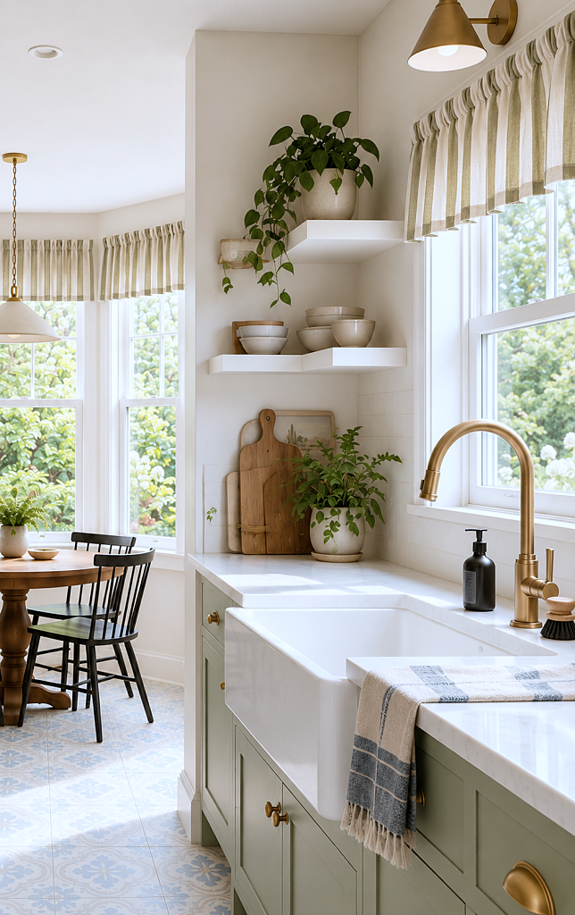 open shelving in small space kitchen