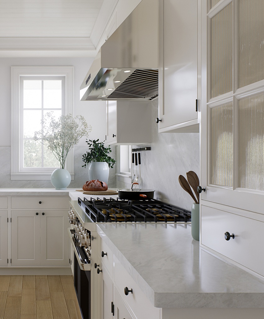 Professional range in farmhouse kitchen